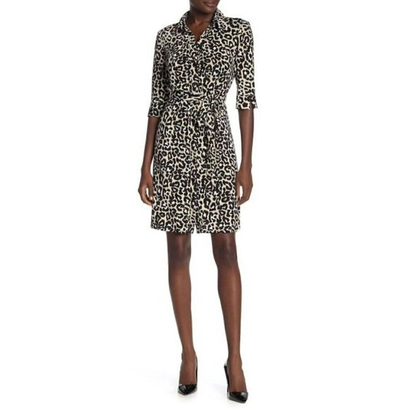 NWT LAUNDRY BY SHELLI SEGAL Leopard Print Mini Shirt Dress - Picture 8 of 9